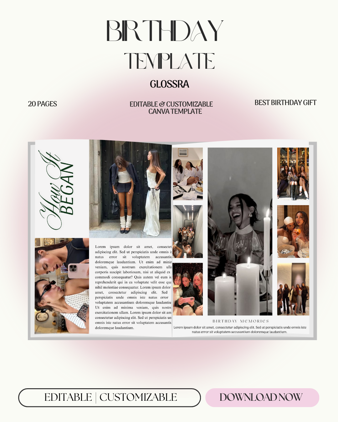 GLOSSRA Birthday Girl Magazine Template