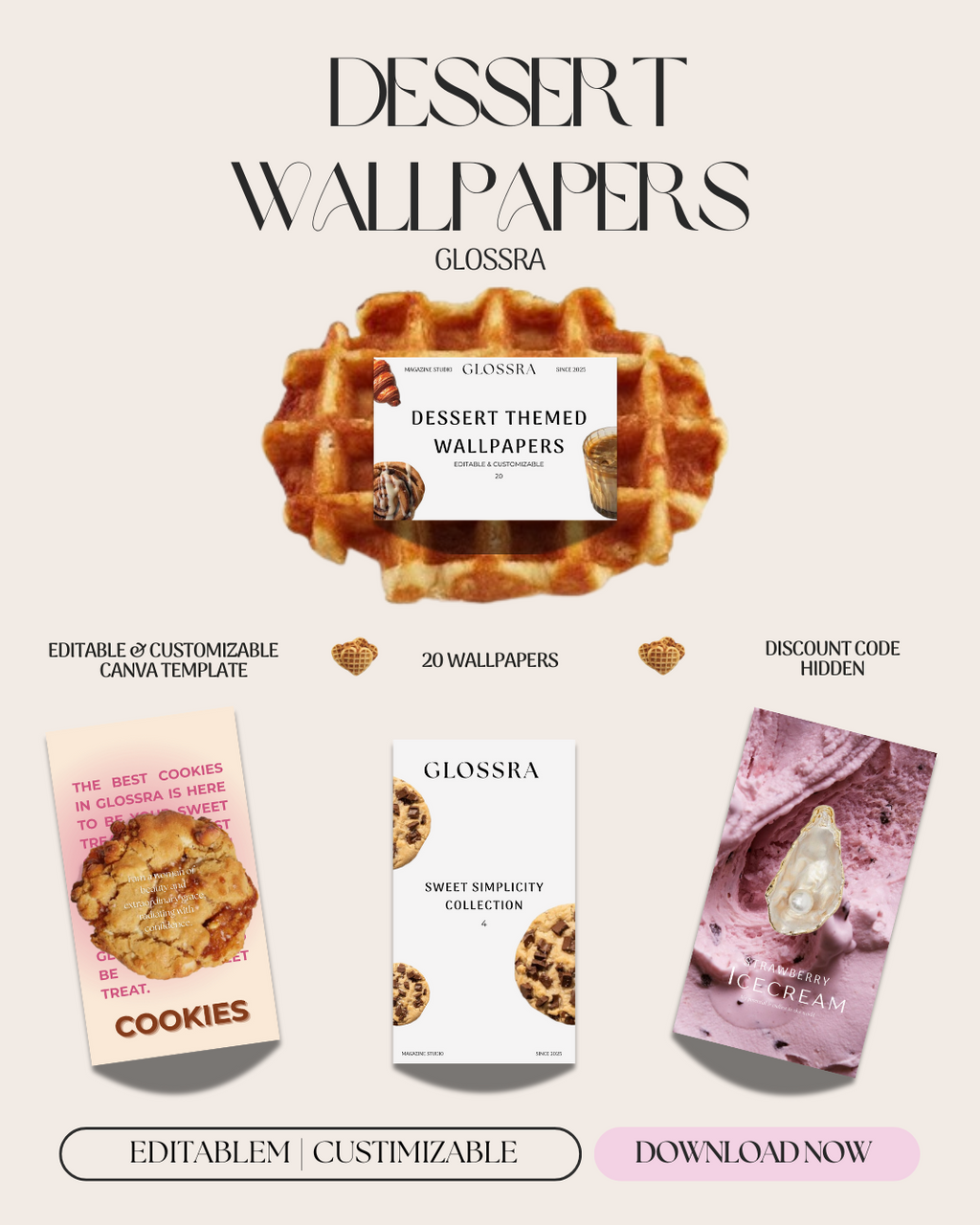 GLOSSRA Dessert Themed Wallpaper Template